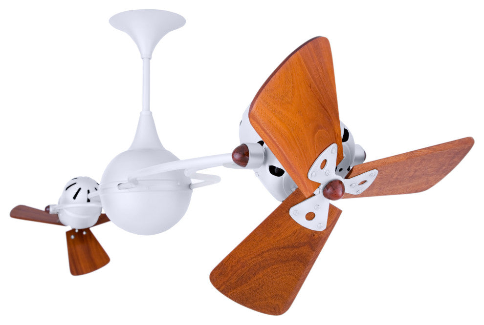 Italo Ventania Rotational Ceiling Fan With Mahogany Blades, Gloss White