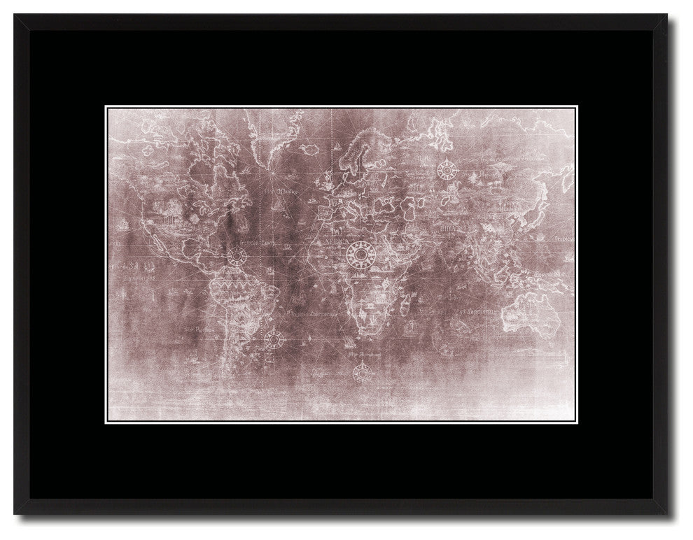 World Vintage Vivid Sepia Map Canvas, 16"x21"