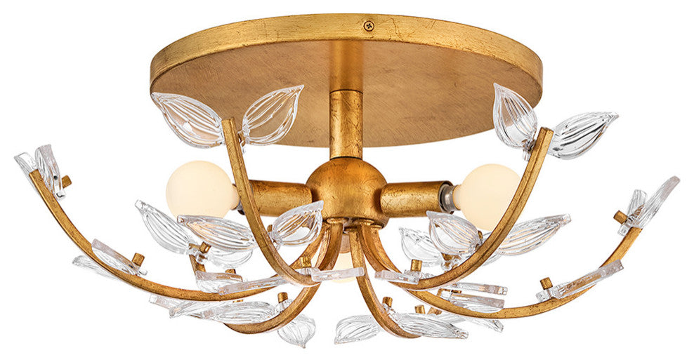 Hinkley Aliso Medium Semi-Flush Mount, Distressed Brass