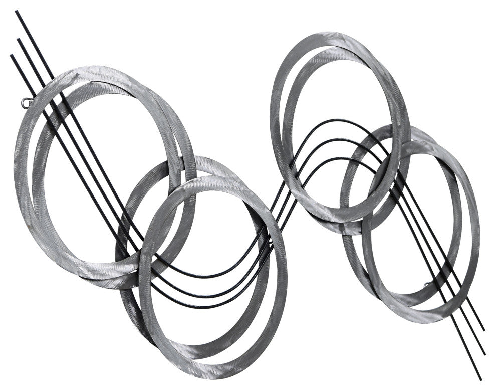 Hand Painted Etched Metal Wall Sculpture, Multi Color, Flowing