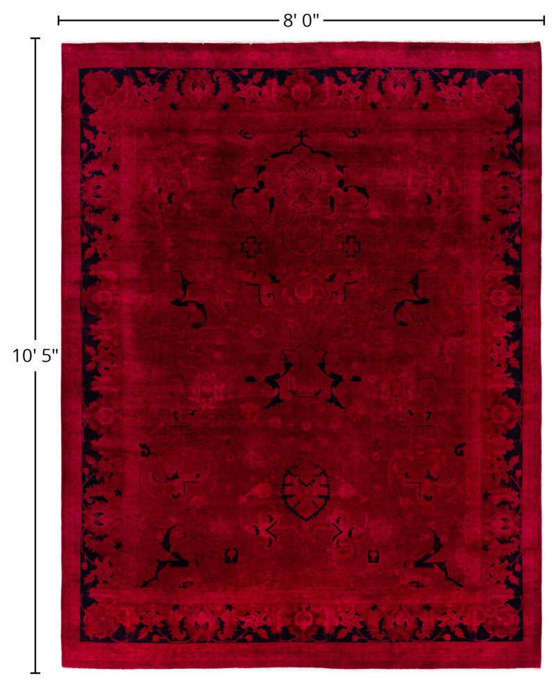 Overdyed One-of-a-Kind Hand-Knotted Area Rug Pink, 8' 0" x 10' 5"
