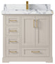 Boston 36" Center Sink Bath Vanity in Fine Grain 2" Calacatta Poanazzo