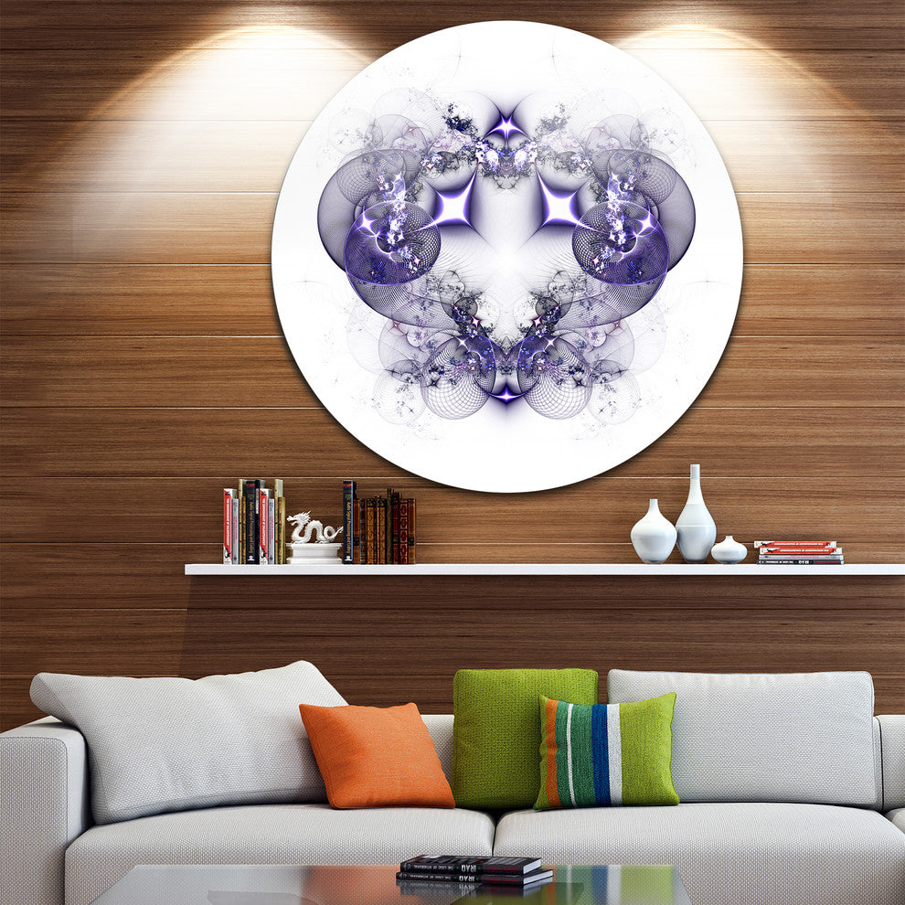 Dark Purple Fractal Flower Design, Abstract Round Wall Art, 36"