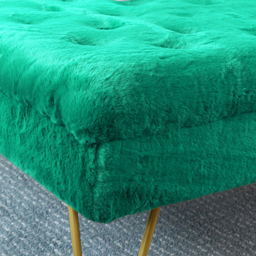 Rabbit Faux Fur Tufted Coffee Table, Arcadia, 33"x33"x18"