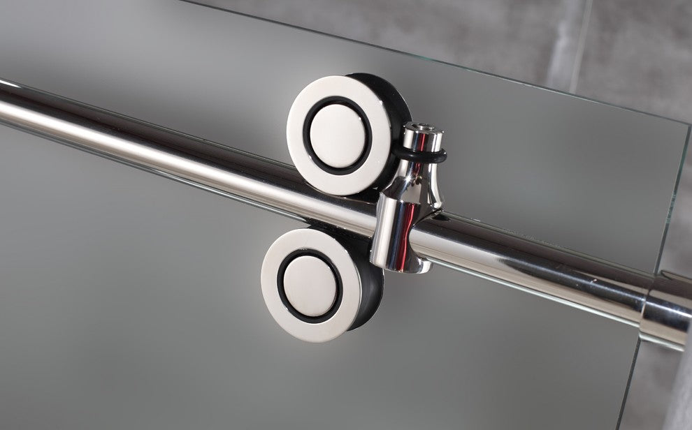 Langham 56"-60"x75" Completely Frameless Sliding Shower Door, Frosted, Chrome