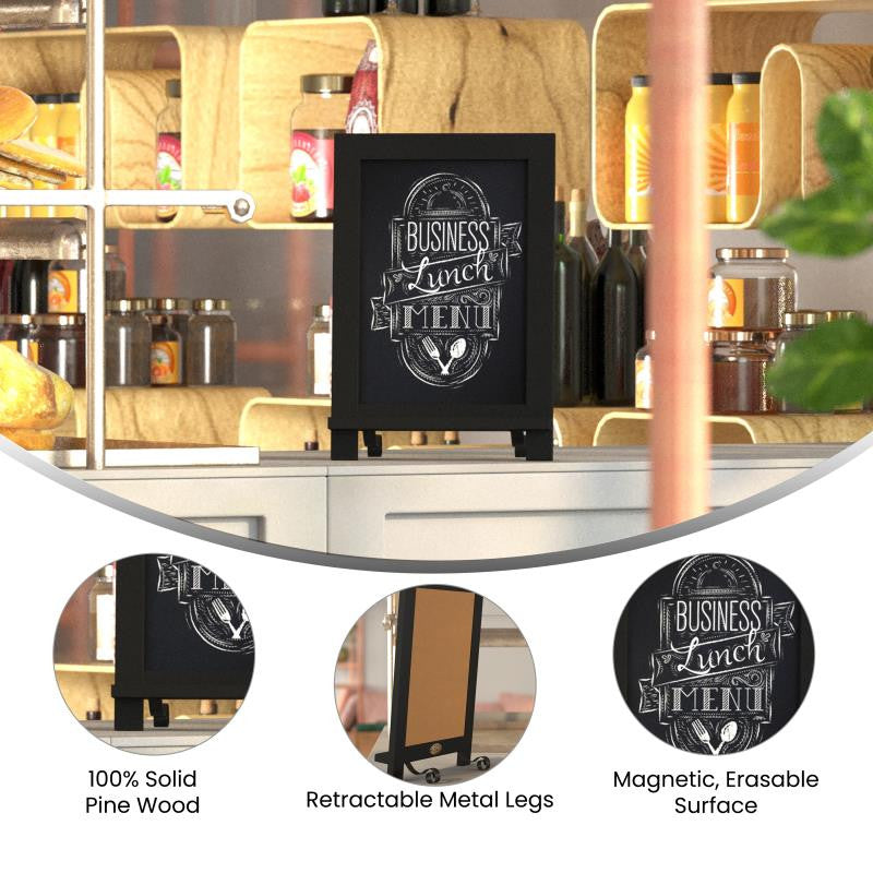 Canterbury Magnetic Chalkboard WithMetal Scrolled Legs, Hang or Countertop Board, Black