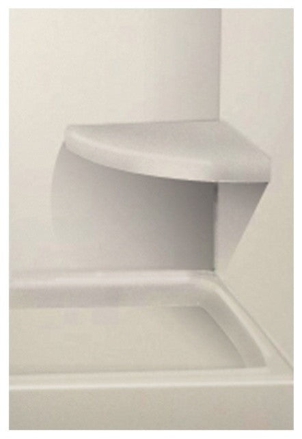 14"x14" Solid Surface Wall-Mount Corner Decor Shower Seat, Matrix White