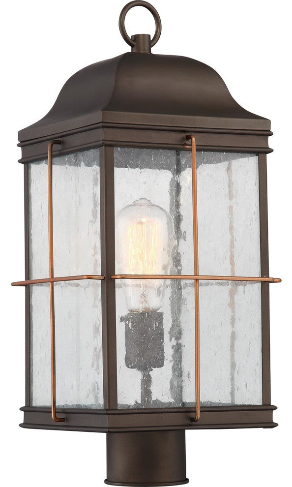 Howel-Light 1-Light Outdoor Post Lantern, Bronze With Copper Accents Finish