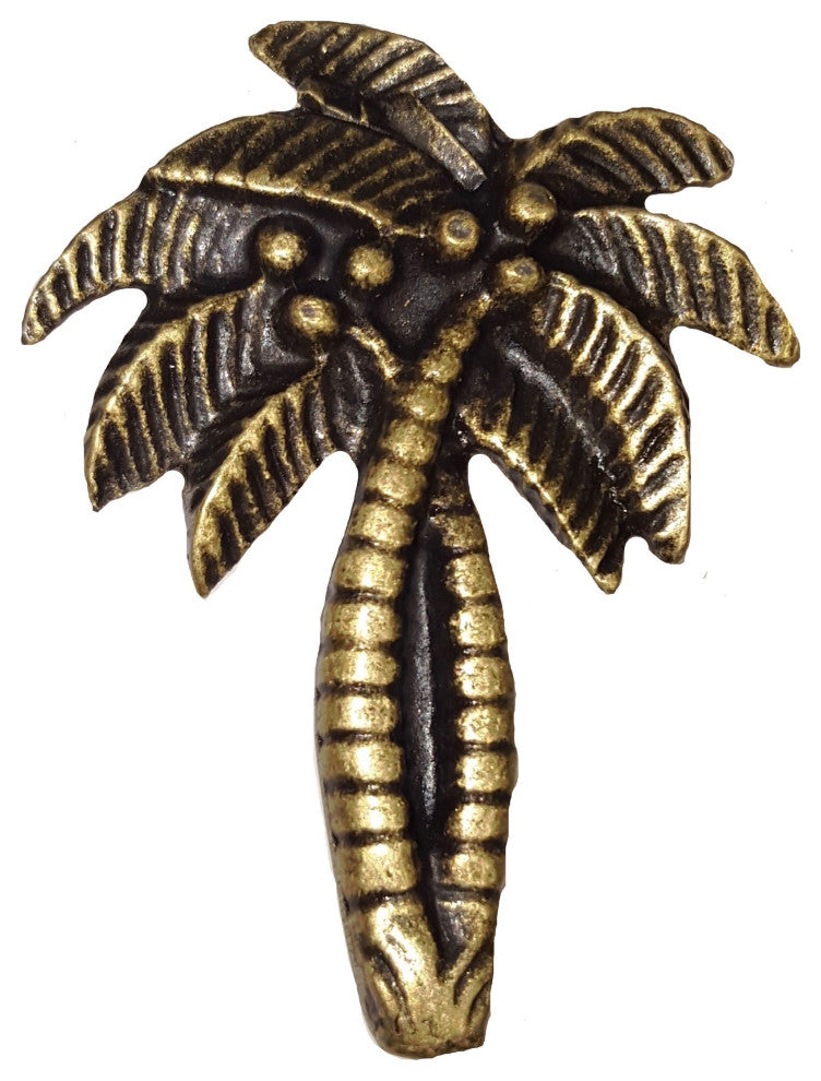 Palm Tree Cabinet Knob, Antique Brass