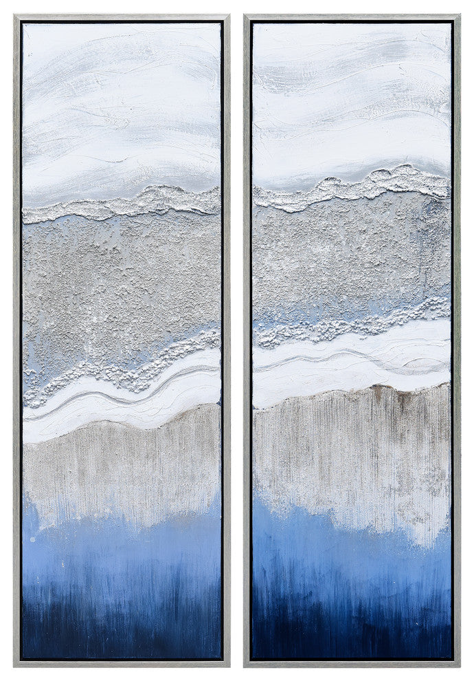 Sand Art Textured Metallic Hand Painted Wall Art Abstract Diptych Set