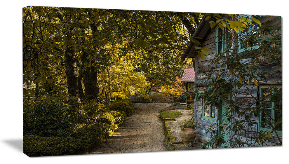 "Pathway in The Green Garden" Landscape Art Print Canvas, 40"x20"