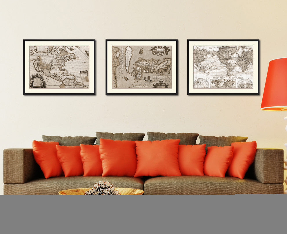Japan Vintage Sepia Map Canvas Print, 28"x37"