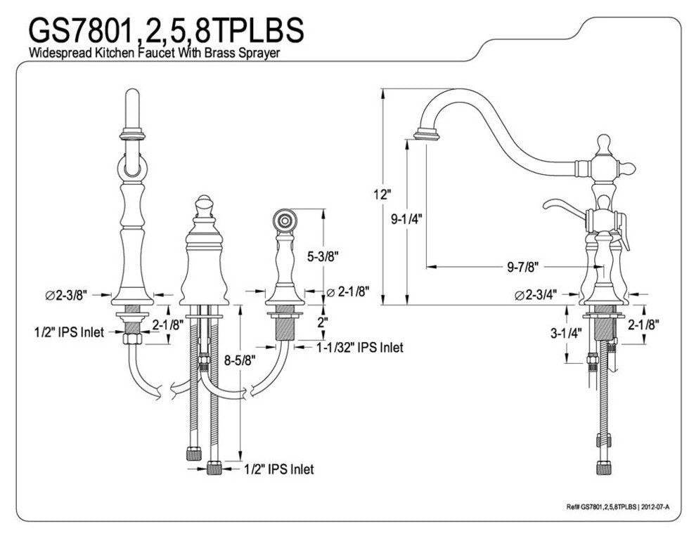 Templeton Oil Rubbed Bronze Gourmetier Two Handle Kitchen Faucet GS7805TPLBS