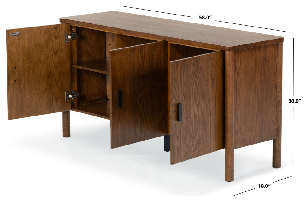 Safavieh Couture Jaylessa Wood 3 Door Sideboard, Medium Oak