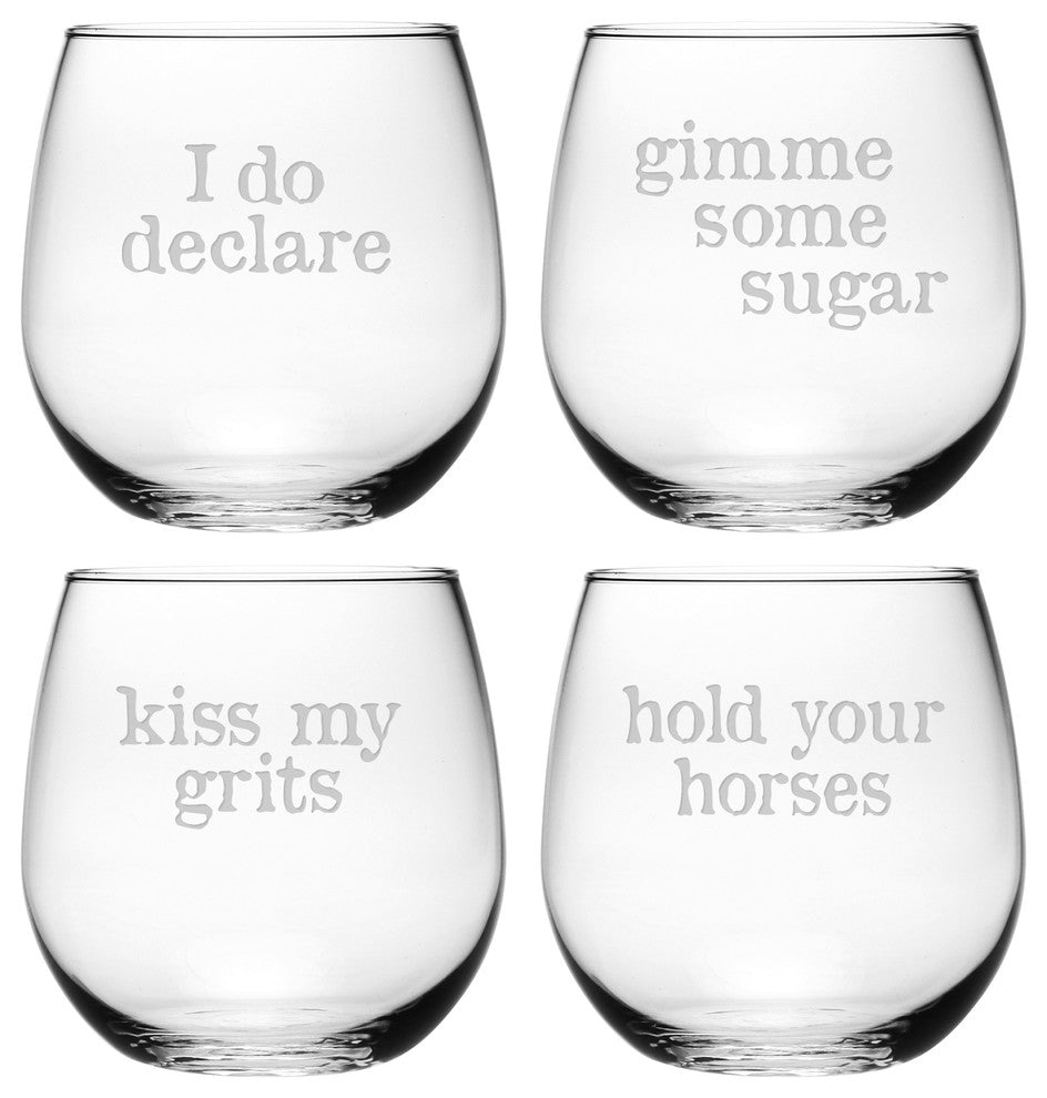 Short and Sweet 4-Piece Stemless Wine Glass Set