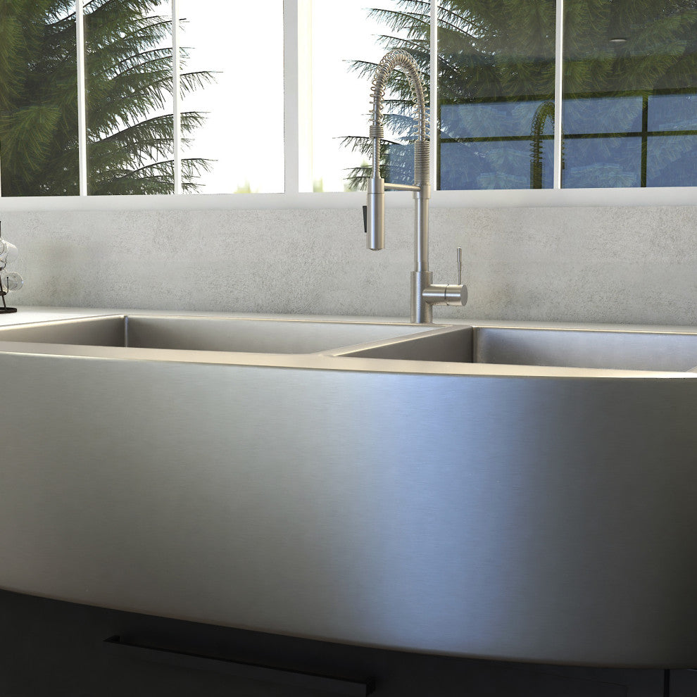ZLINE Farmhouse Double Bowl Sink in Stainless Steel with Bottom Grid