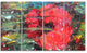 Red Poppy Acrylic Drawing, Extra Large Floral Wall Art, 48"x28", 4 Panels