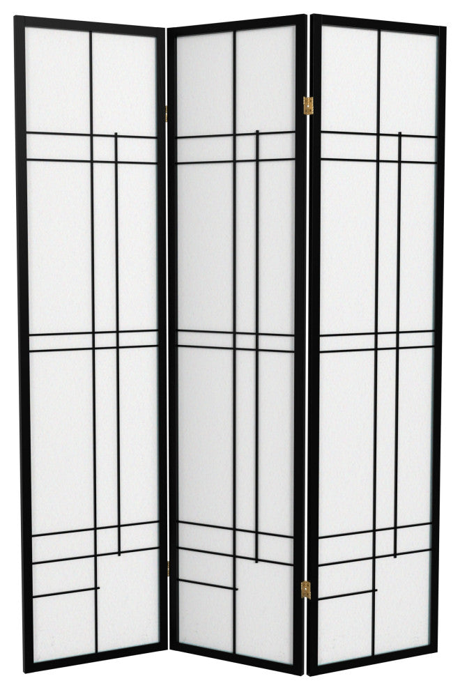 6' Tall Eudes Shoji Screen, Black, 3 Panels
