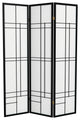 6' Tall Eudes Shoji Screen, Black, 3 Panels
