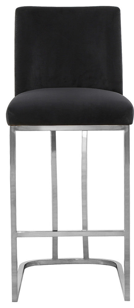 Heidi Upholstered Counter Stool, Black, Chrome, Velvet