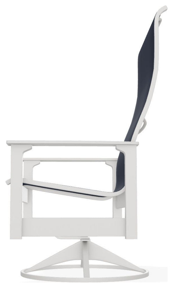 Leeward Sling Outdoor Swivel Rocker, Navy/Snow