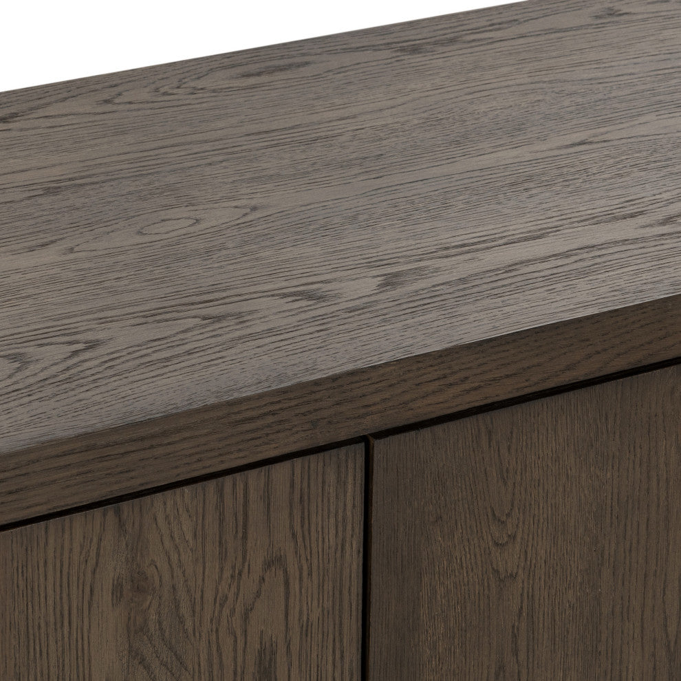 Tiber 74" Oak Veneer Buffet Sideboard, Toasted Brown