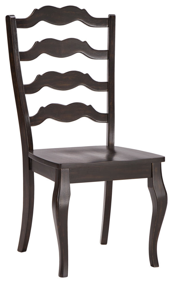 Arbor Hill French Ladder Back Wood Dining Chair, Set of 2, Antique Black