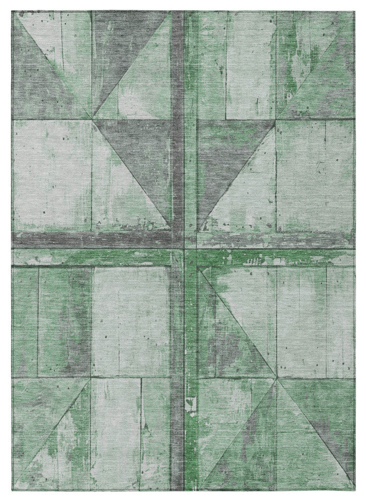 Machine Washable Indoor/Outdoor Chantille ACN1876 Green 9' x 12' Rug