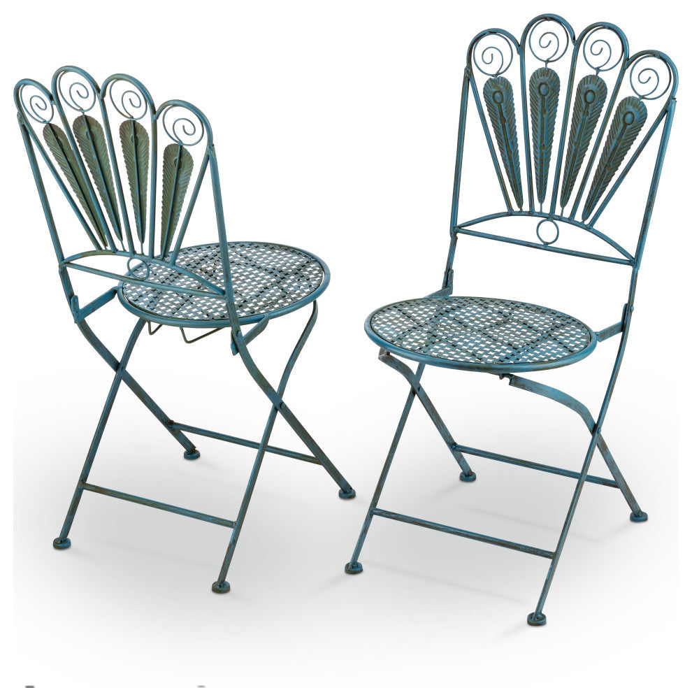 Alpine Peacock Feather Bistro Set with Table and Two Chairs, 30"