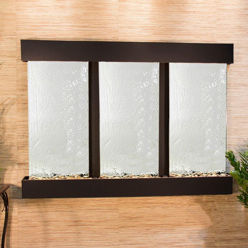 Olympus Falls Water Fountain, Silver Mirror, Blackened Copper, Square
