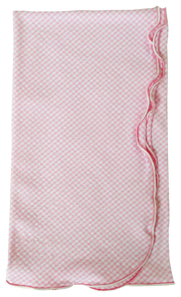 Seersucker Gingham Napkins With Lettuce Edge, Set of 4, Pink-White