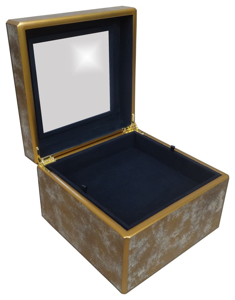 Large Reverse Painted Mirror Box in Antique