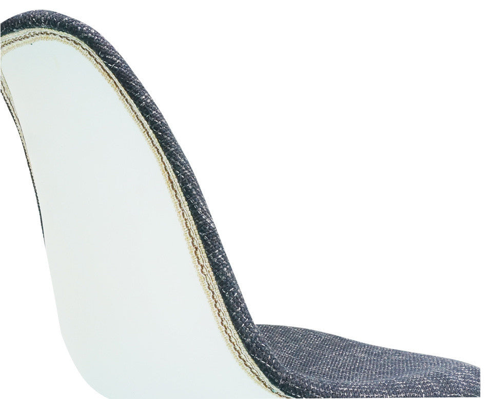 Black Fabric Upholstered DSW Mid Century Shell Chair, Wood Eiffel Legs