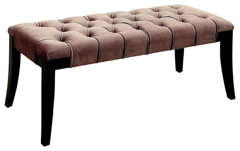 Furniture of America Dianne Contemporary Fabric Tufted Bench in Brown