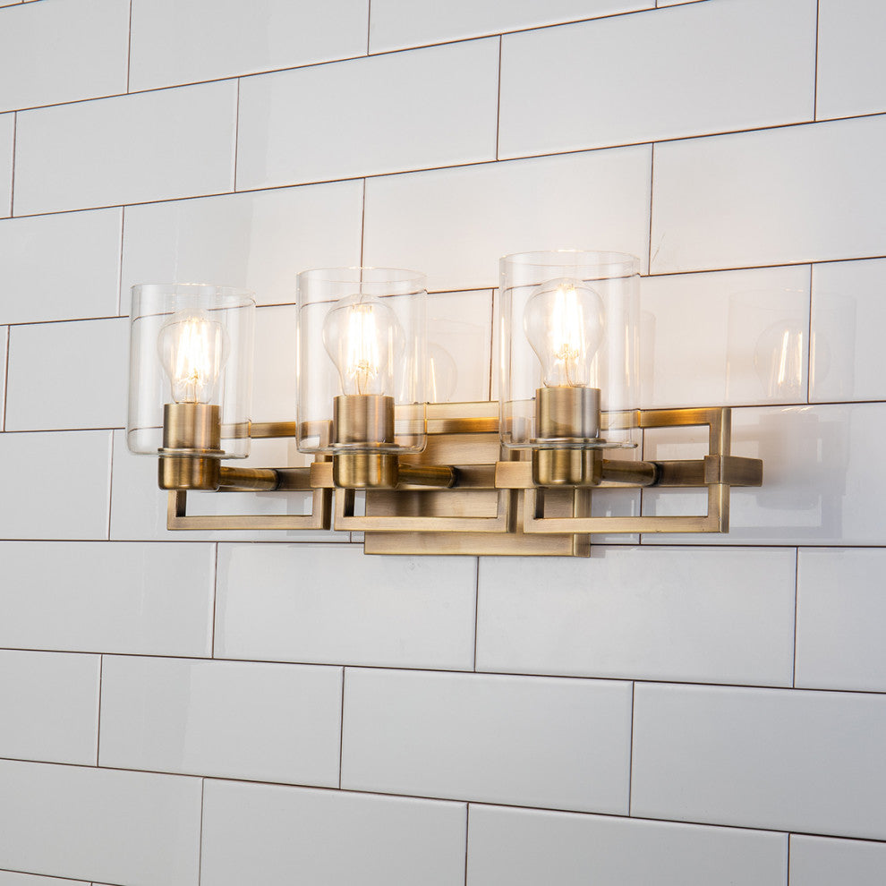 Estes 3 Light Bath Vanity Light, Aged Brass
