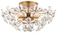 Grace 6-Light Crystal Glass Flower Flush Mount, Brushed Brass Finish