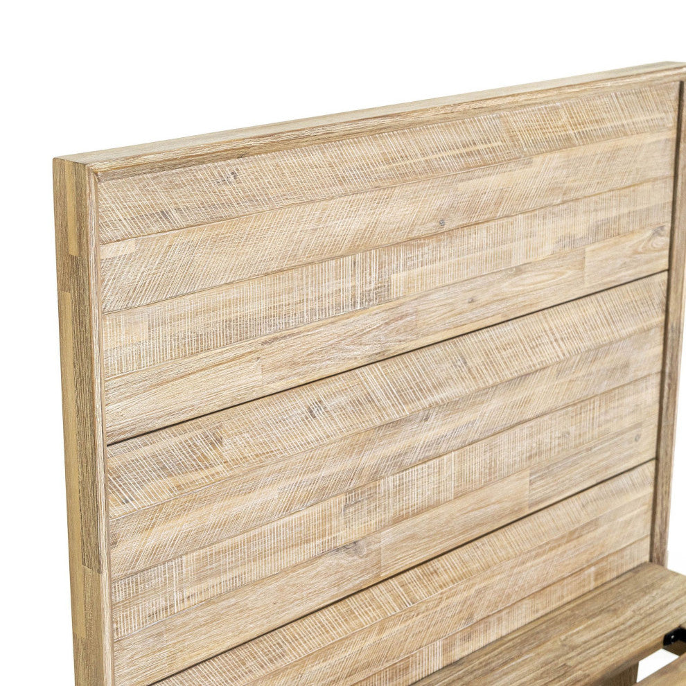Gia Acacia Wood Panel Bed, Light Brown, Single