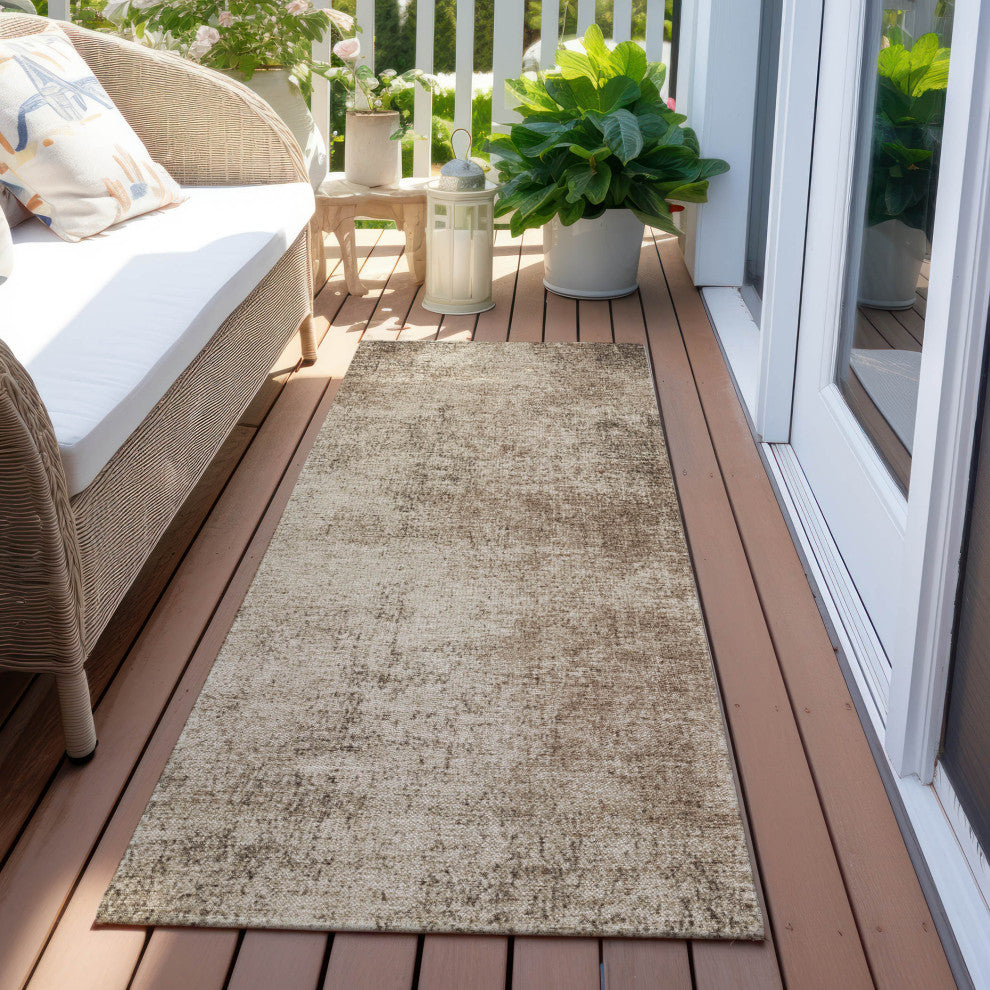 Machine Washable Indoor/Outdoor Chantille ACN1903 Taupe 2'3" x 7'6" Runner Rug