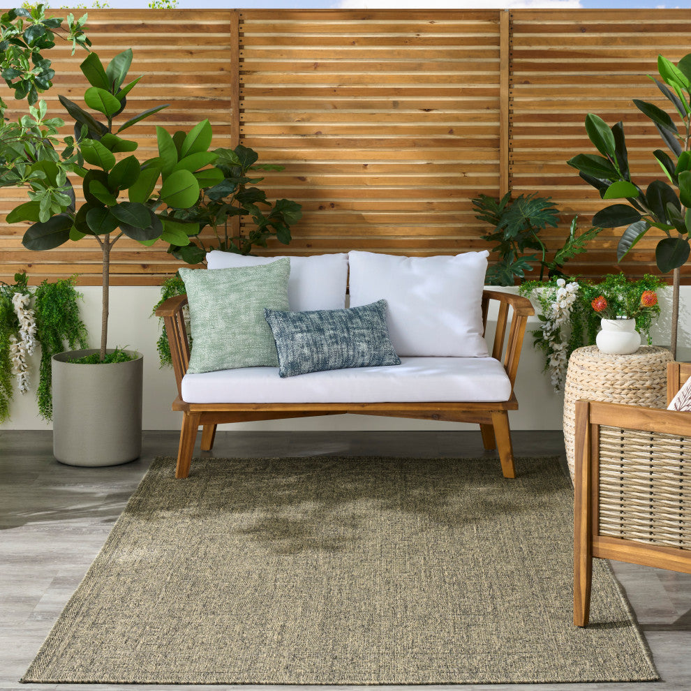 Nourison Tulum 4' x 6' Olive Outdoor Rug