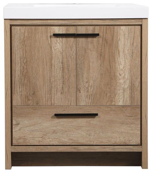 Walker Natural Oak-Light Bathroom Vanity, Natural Oak, 30"