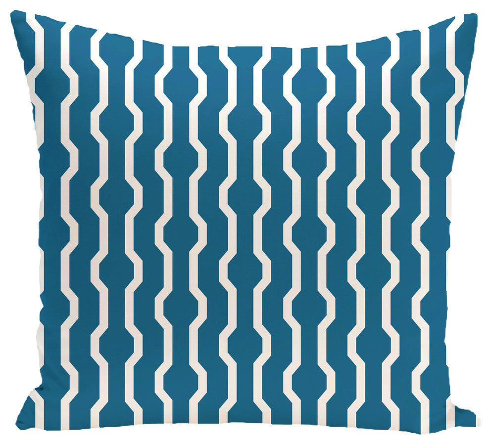 Nuts And Bolts, Decorative Geometric Print Pillow, Turquoise, 20"x20"