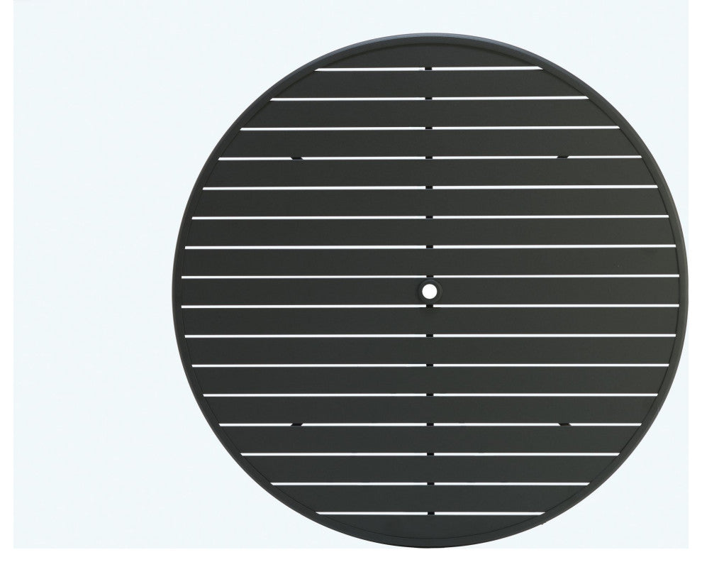 Slat 54" Round Top With Hole, Weathered Teak