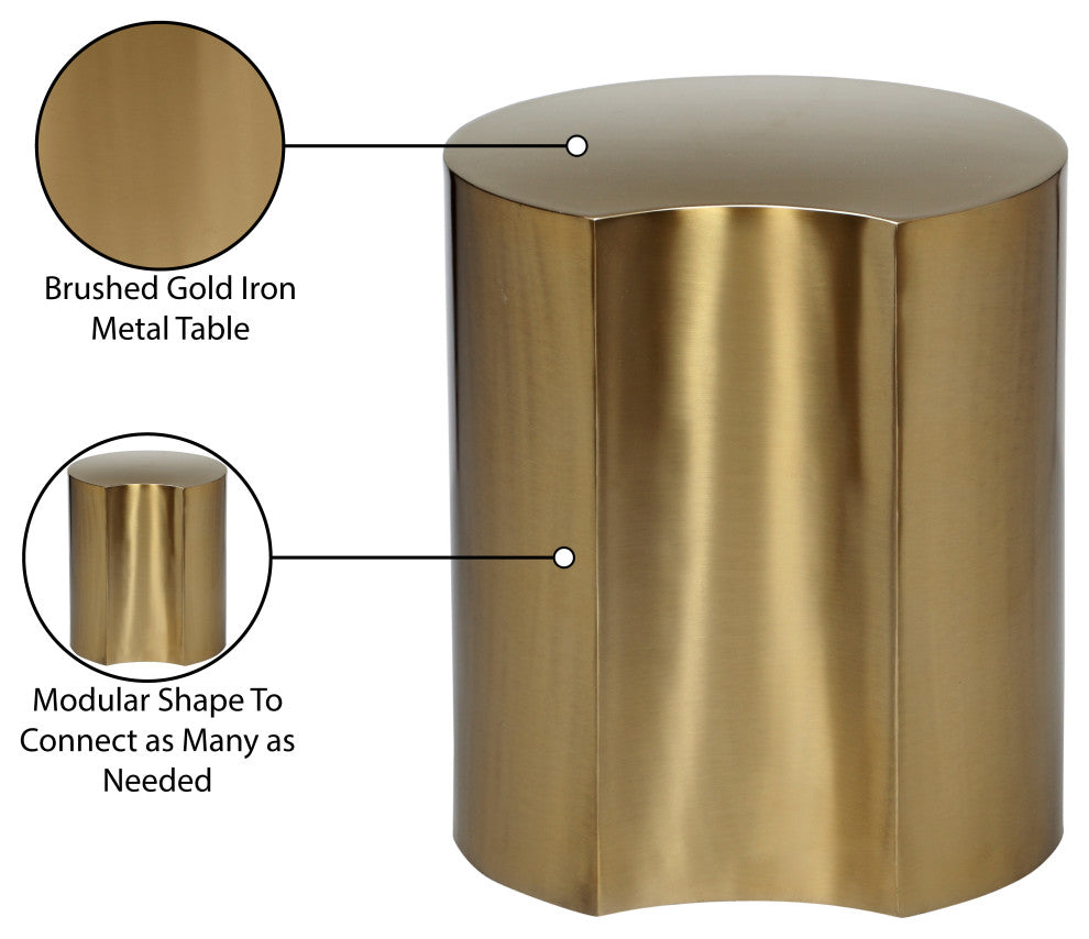 Dimple Iron End Table, Gold, 1-Piece: 18"Wx18"Dx20"H
