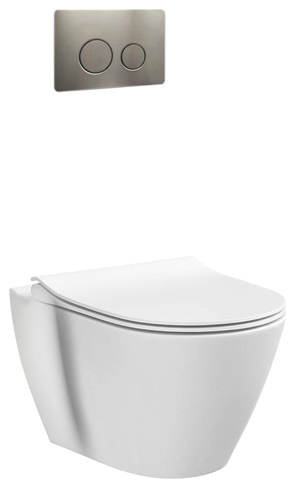 In-Wall Toilet Set, 2"x4" Carrier and Tank, Satin brass Round Metal Actuators