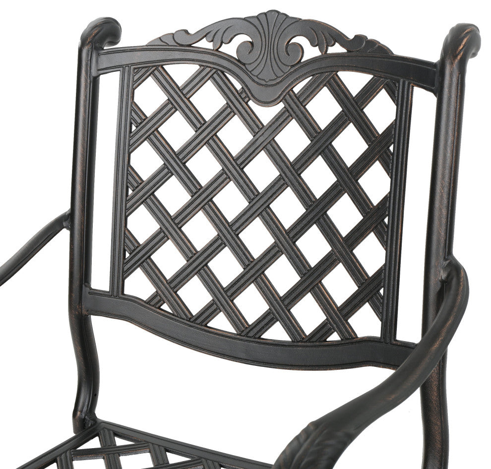 GDF Studio Arianna Outdoor Aluminum Bar Set With Patina Copper Finish, 5 Piece Set