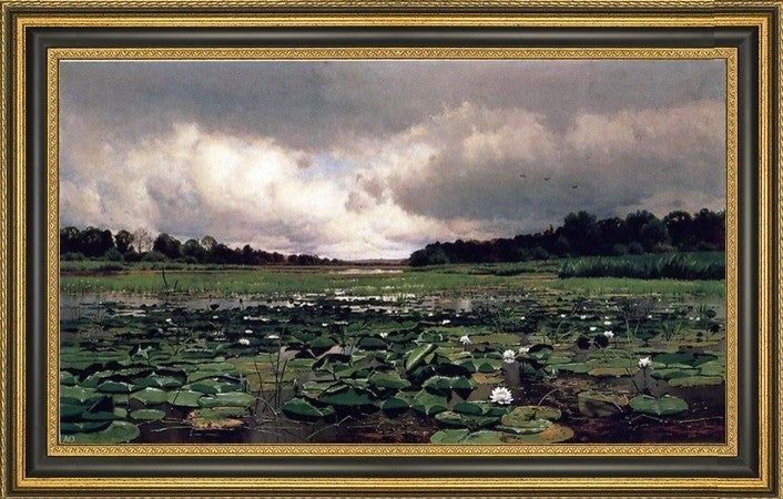 Charles Harry Eaton the Lily Pond Framed Premium Canvas Print, 16"x24"