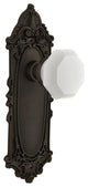 Victorian Plate Passage Waldorf White Milk Glass Knob, Oil-Rubbed Bronze