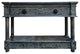 Distressed Black Gray Relief Floral Motif Tall Credenza Console Cabinet Hws4346