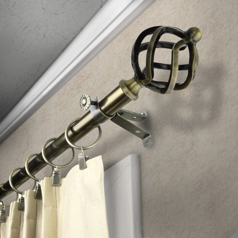 Twist Curtain Rod, Antique Brass, 48-84"