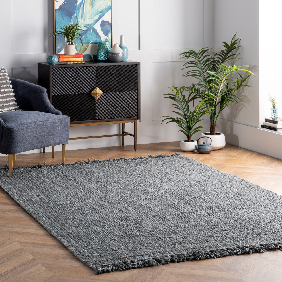 Nuloom Hand Woven Maui Chunky Loop Rug, Grey 5'x7'6"
